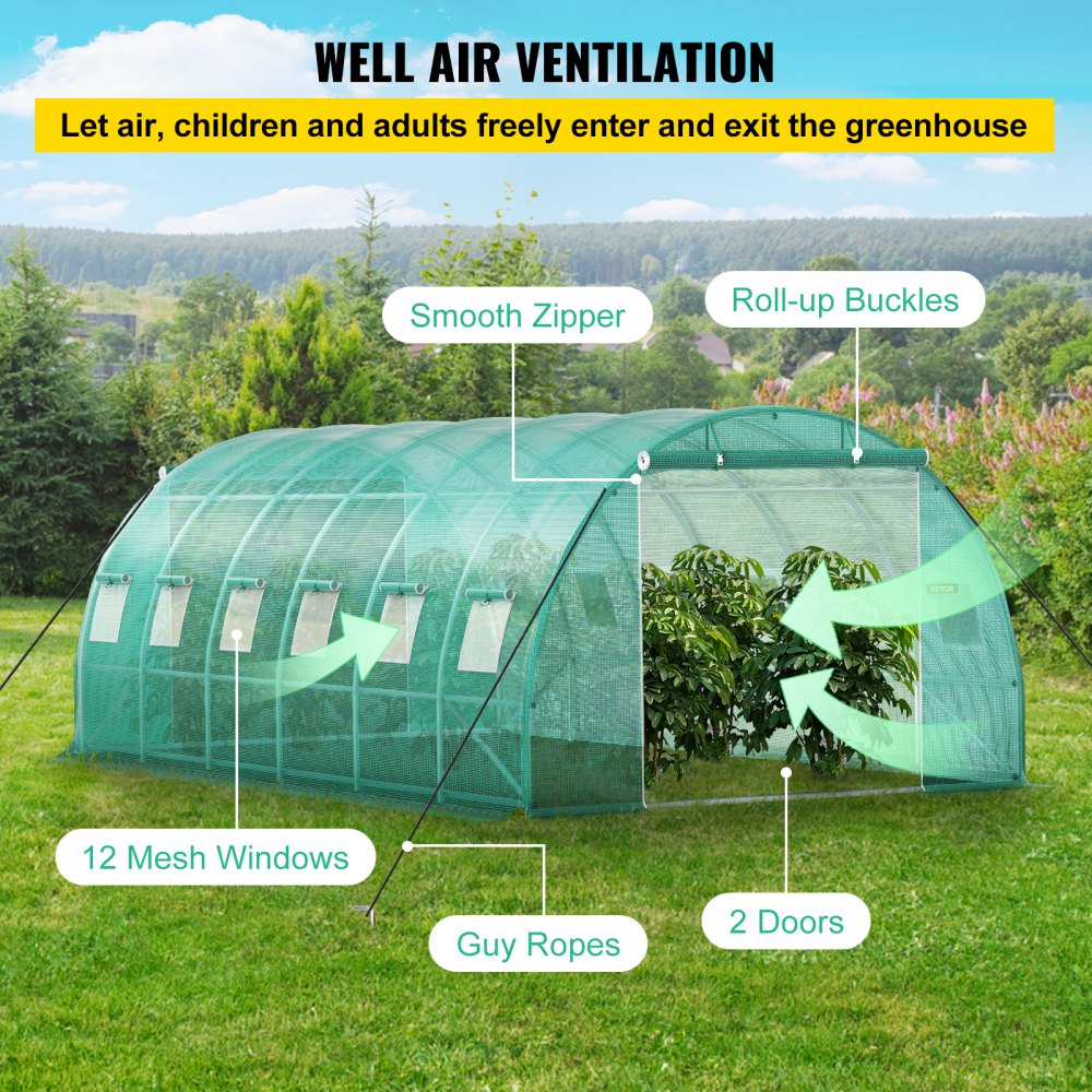 Gewächshaus mit gewölbtem Dach, 6,1 x 3 x 2,1 m, Foliengewächshaus. Verzinkter Stahlrahmen und Gewächshaustunnel aus PE-Plane, wasserdichtes und UV-beständiges Tomatengewächshaus, ideal für den Anbau von Gemüse und Blumen Gewächshaus mit gewölbtem Dach, 6,1 x 3 x 2,1 m, Foliengewächshaus. Verzinkter Stahlrahmen und Gewächshaustunnel aus PE-Plane, wasserdichtes und UV-beständiges Tomatengewächshaus, ideal für den Anbau von Gemüse und Blumen