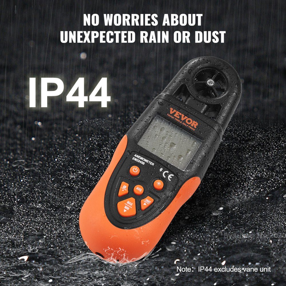 Anemometer 78,4 MPH Luftgeschwindigkeitsmesser 191 x 67 x 43 mm Anemometer IP44 Windmesser Windstärkemesser MAX/MIN/AVG/CU Windgeschwindigkeitsdaten Bluetooth-Geschwindigkeitsmesser