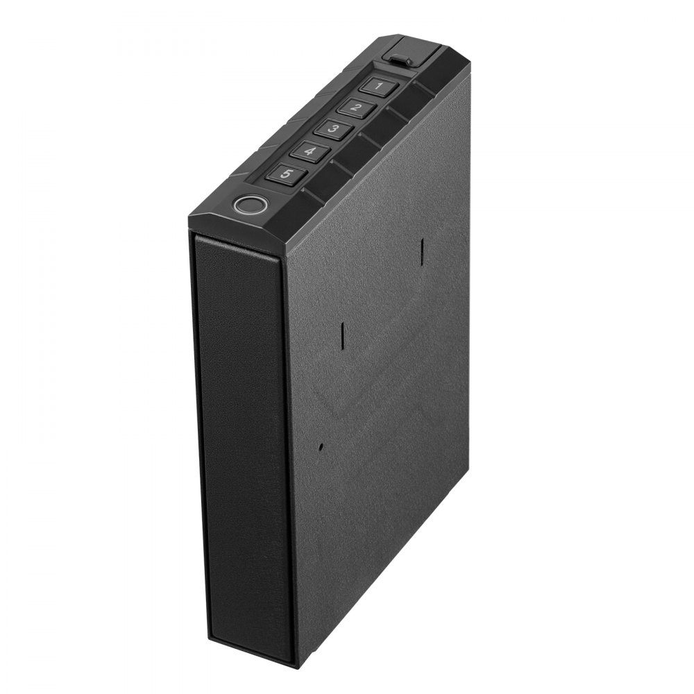 Gun safe gun safe with fingerprint/password (five digits)/key, gun safe gun case with lighting for 1 gun and magazine, 23 x 7 x 32 cm gun box for the bedside table