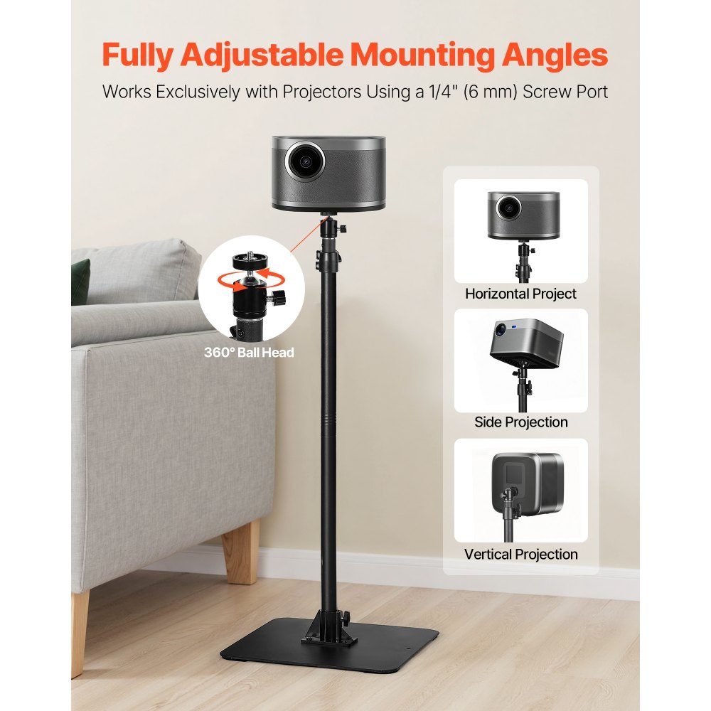 Projector Stand Projector Stand Height Adjustable 72-157cm, 360° Horizontal Rotating Floor Stand for Projector, Multifunctional Holder for Meetings, Outdoor Films 30 x 40 x 157cm