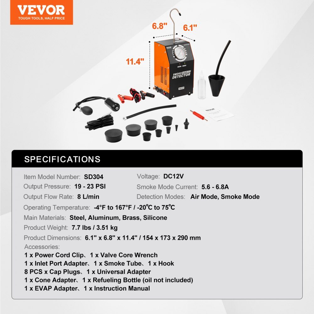 Nebelmaschinen-Leckdetektor, EVAP-Lecktester, integrierte Luftpumpe, 8 l/min, 12 V