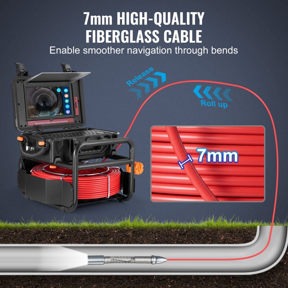Rioolcamera 50m leidingcamera leidinginspectiecamera met 25,7cm touchscreen