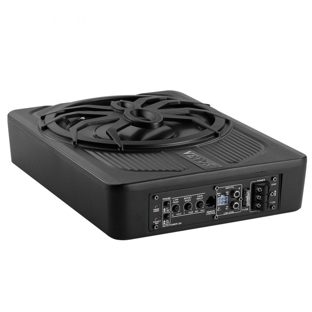Subwoofer samochodowy pod siedzeniem 440 W 254 mm Smukły subwoofer samochodowy pod siedzeniem z wbudowanym wzmacniaczem, wejściem wysokiego/niskiego poziomu i regulacją głośności dla SUV-ów Ciężarówki