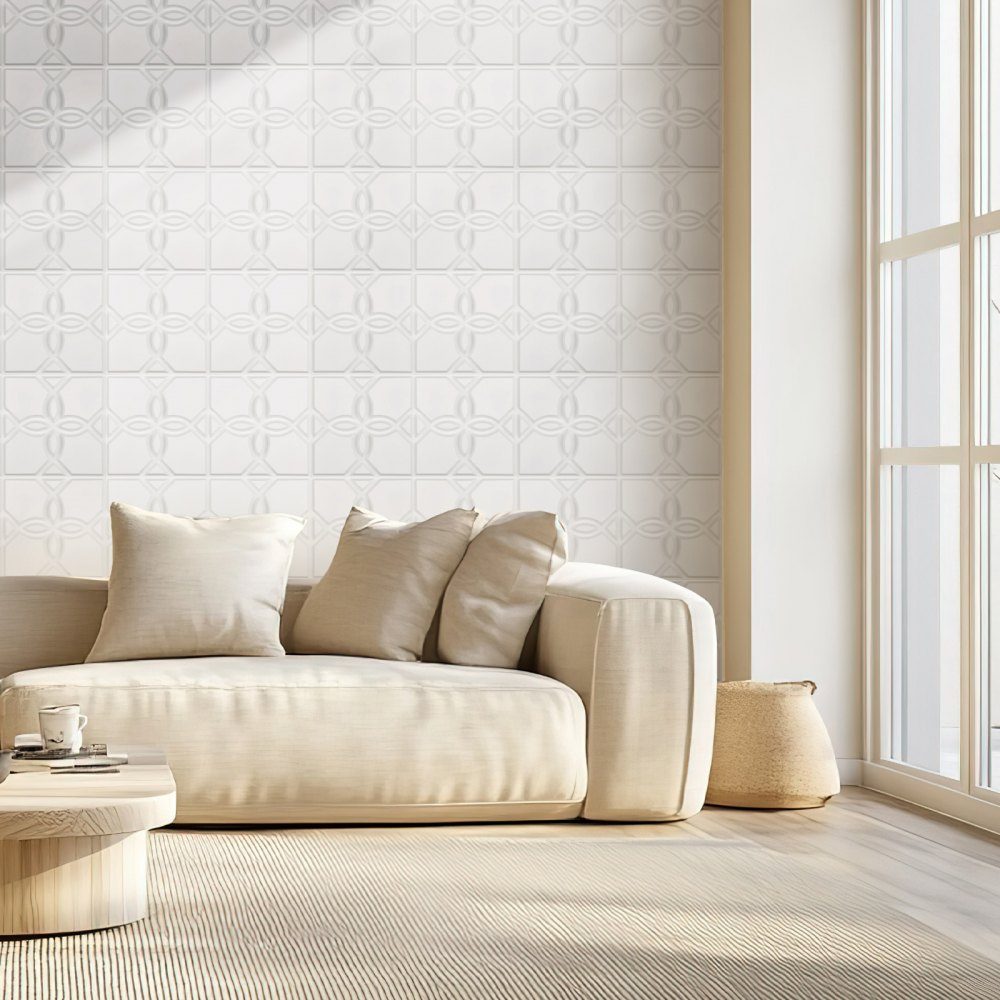 3D-Wandpaneele, 33er-Set, 30 x 30 cm, PVC-Wandpaneele in modernem, minimalistischem Blumendesign, Wanddekoration, Inneneinrichtung für Schlafzimmer, Wohnzimmer und Spielzimmer, Mattweiß