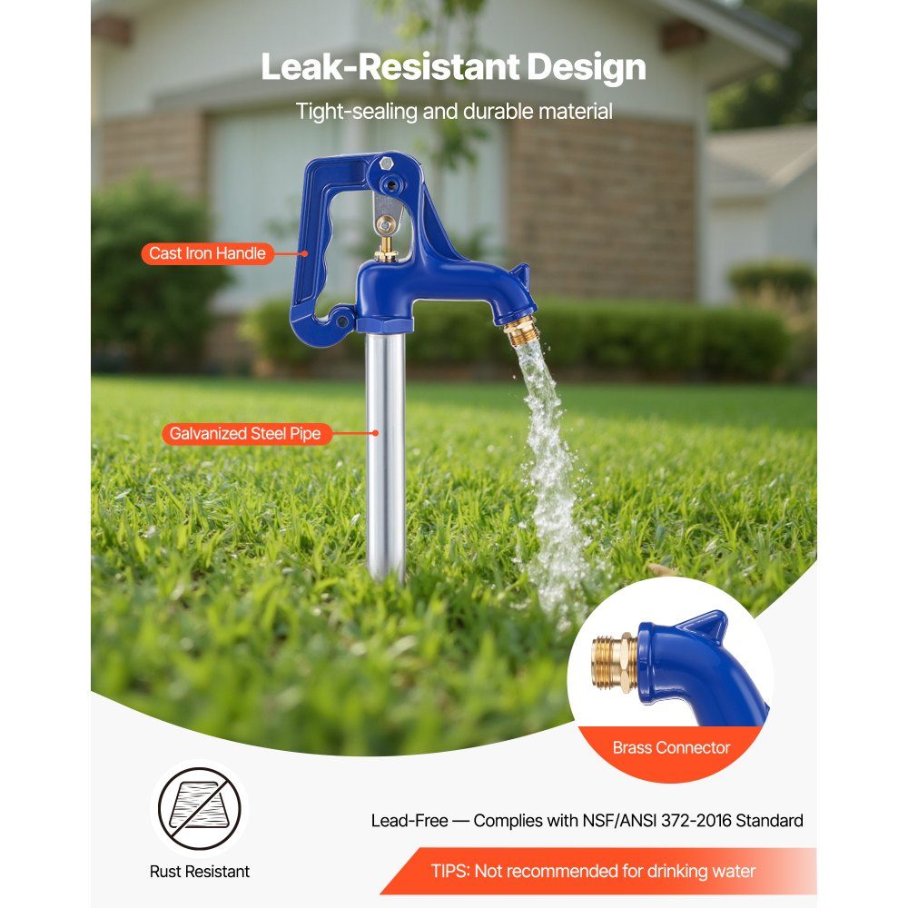 Frost-proof garden hydrant, 980 mm external tap with 304.8 mm installation depth, G 3/4" pipe connection and hose coupling, lead-free hydrant for garden and farm irrigation