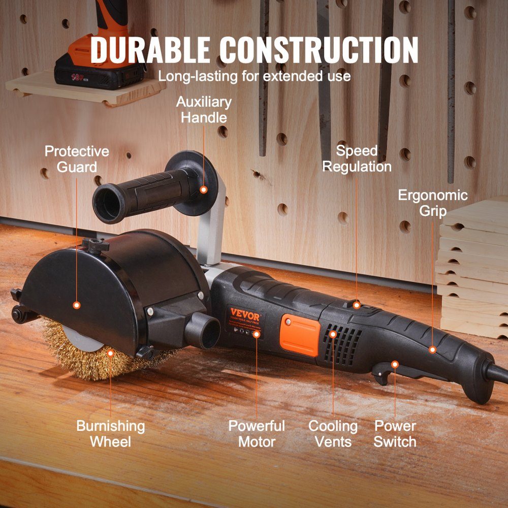 Polishing Machine 1300W 6 Variable Speed ​​Surface Finishing Tool Portable Electric Metal Polishing Machine with Steel Wire Polishing Wheel for Stainless Steel