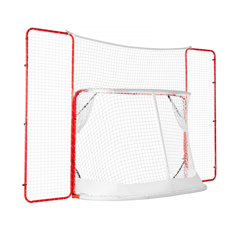 Hockey Goal Street Hockey Net with Backstop and Goals, Street Hockey Goal Hockey Net, 310x183cm Pro Hockey Training Goal Set, Portable Indoor Outdoor Hockey Goal with Net, White/Red, Training Hockey Goal Street Hockey Net with Backstop and Goals, Street Hockey Goal Hockey Net, 310x183cm Pro Hockey Training Goal Set, Portable Indoor Outdoor Hockey Goal with Net, White/Red, Training