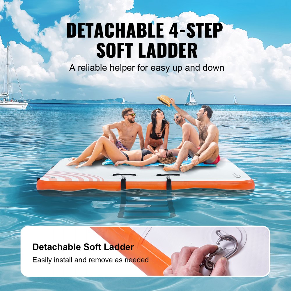 Opblaasbaar drijvend dok, 6' x 5' dokplatform, antislip water drijvende dokmat met draagbare draagtas en afneembare ladder, drijvend platform, eilandvlot voor zwembad, strand, zee Opblaasbaar drijvend dok, 6' x 5' dokplatform, antislip water drijvende dokmat met draagbare draagtas en afneembare ladder, drijvend platform, eilandvlot voor zwembad, strand, zee