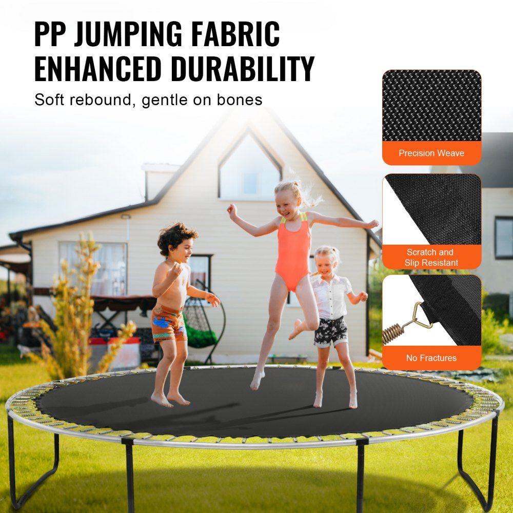 Replacement Trampoline Mat, Jumping Mat Fits 16" Frame, Universal Jumping Mat for Round Trampoline, UV Resistant Mat with 96 Durable V Rings, Fits 7" Spring Length