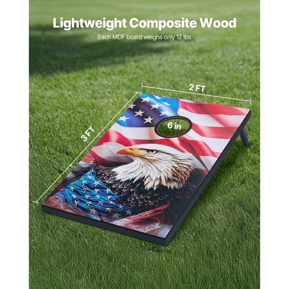 Cornhole Game Set (920 x 600 x 241mm) Cornhole Game Boards Portable MDF Wooden Throwing Board Cornhole Game for Adults Includes 8 Bean Bags and Carry Bag for Garden Backyard Beach