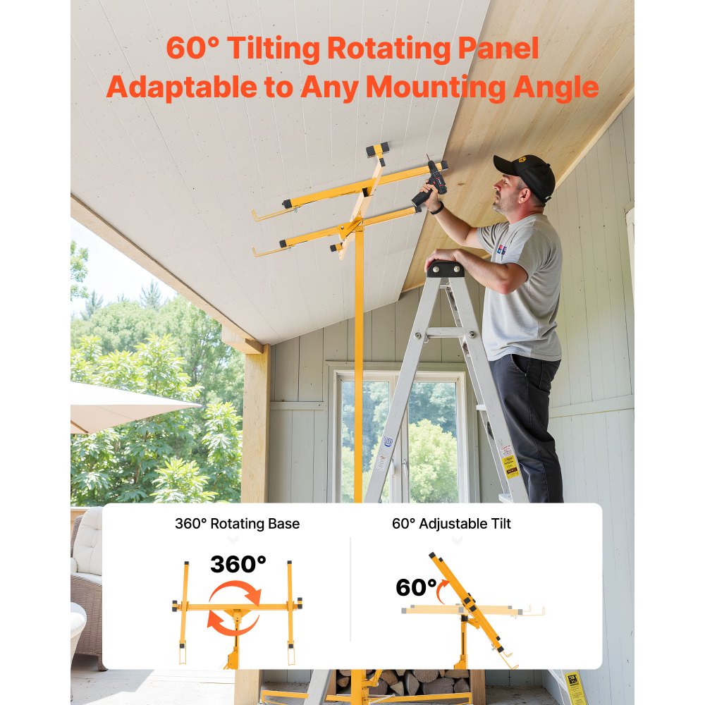 Plattenheber bis max. 68 kg, 3353 mm Höhe, Gipskartonheber mit verstellbarem Teleskoparm, Gipskarton, Trockenbauheber, Plattenheber, Hebezeug, Werkzeug, für Decken- und Wandmontage (gelb) Plattenheber bis max. 68 kg, 3353 mm Höhe, Gipskartonheber mit verstellbarem Teleskoparm, Gipskarton, Trockenbauheber, Plattenheber, Hebezeug, Werkzeug, für Decken- und Wandmontage (gelb)