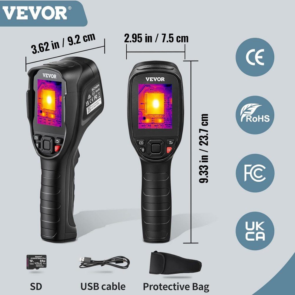 Hand-Wärmebildkamera, 240 x 180 IR-Auflösung, Infrarotkamera, Thermometer, 40 mK, Thermografiekamera -20–550 °C, Wärmebildkamera, Identifizierung von Wildtieren, elektrische Hotspots, fehlende Isolierung