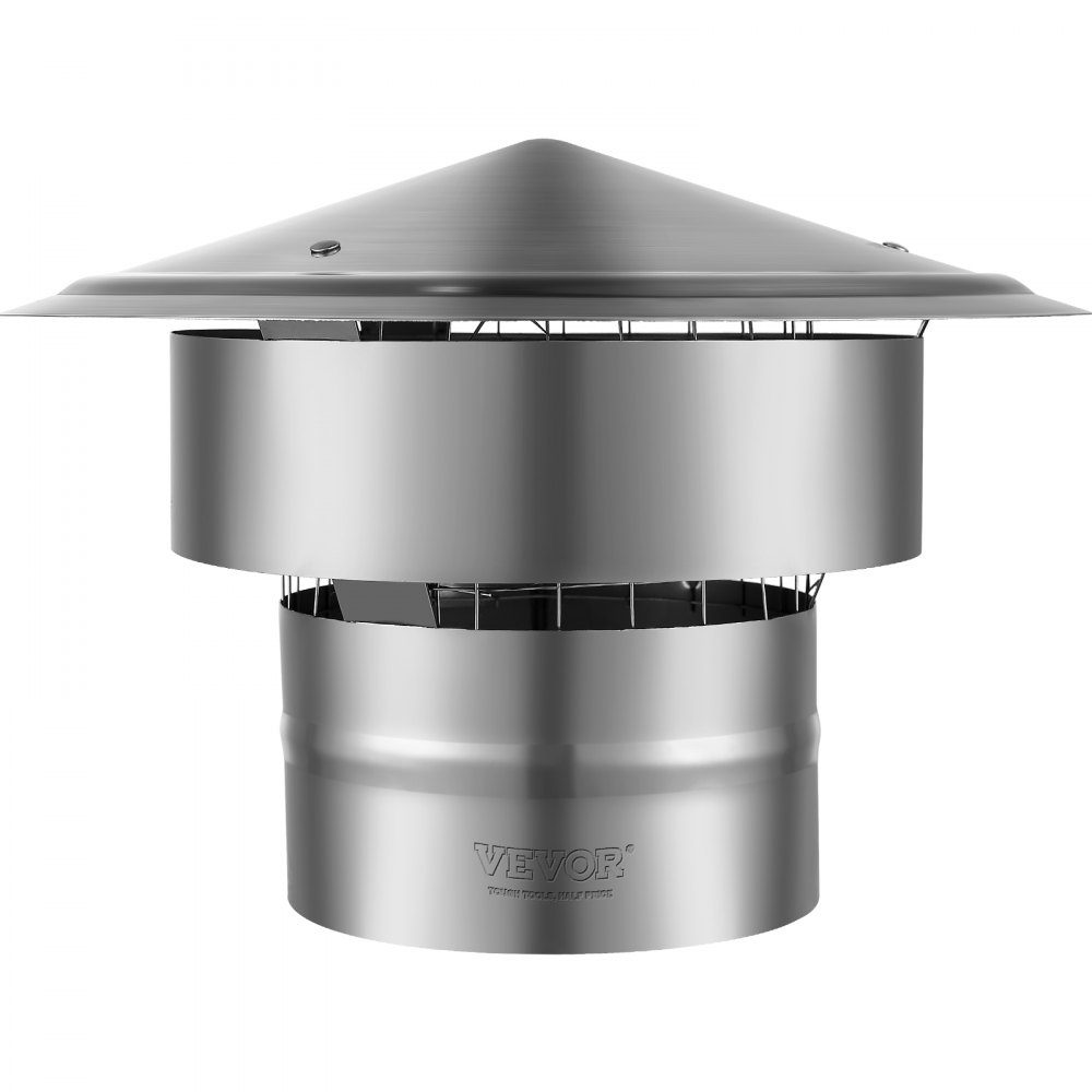 Chimney Cover, 304 Stainless Steel, Chimney Hood, 300 x 300 x 220mm, Chimney Cover, Rain Hood, Chimney Hood, Φ150mm Plate Diameter, Chimney Hat, Compatible with Various Types of Chimneys