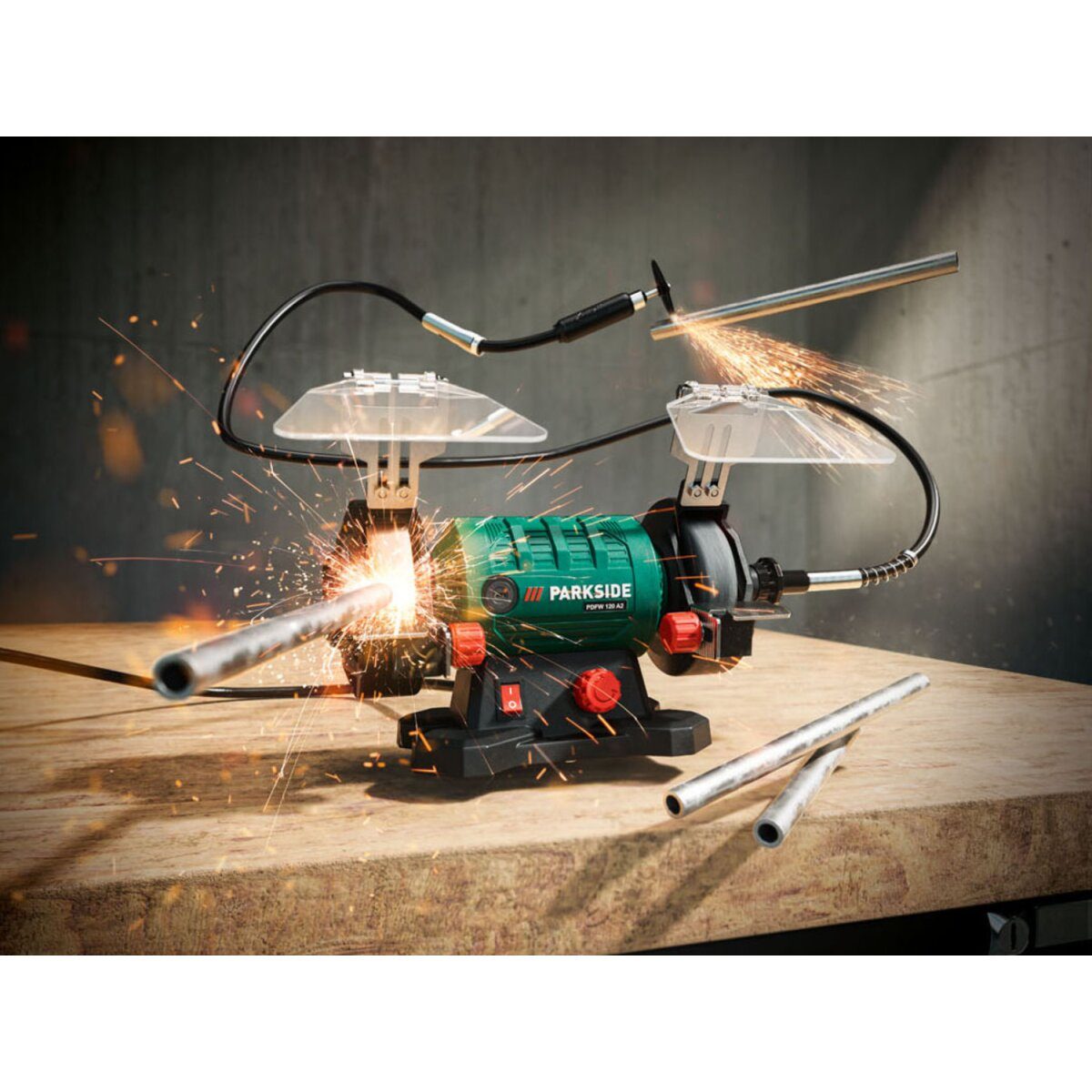 PARKSIDE® double grinder »PDFW 120 A2«, 120 W, with flexible shaft good