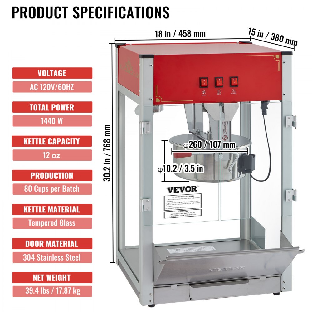 Popcornmachine Popcornmachine Popcornmachine 1440W popcornmachine, 12oz waterkoker voor 80 kopjes per lading, popcornmachine op aanrecht met gehard glas, 3 roestvrijstalen scoops Cinema Popcornmachine Popcornmachine Popcornmachine 1440W popcornmachine, 12oz waterkoker voor 80 kopjes per lading, popcornmachine op aanrecht met gehard glas, 3 roestvrijstalen scoops Cinema