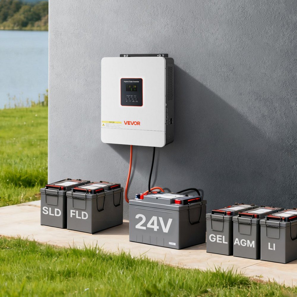 Hybrid inverter 4000 W, 24V DC to 230V AC, with integrated 120A MPPT solar charge controller, WiFi module, single-phase, for off-grid lead-acid/lithium batteries