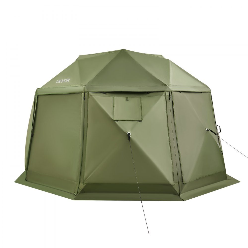 Pop Up Gazebo 12" x 12" 13 Sided Ball Camping Tent with Removable Roof and Carry Bag 360° Ventilation Sun Shade Party Tent for 10-12 People Green