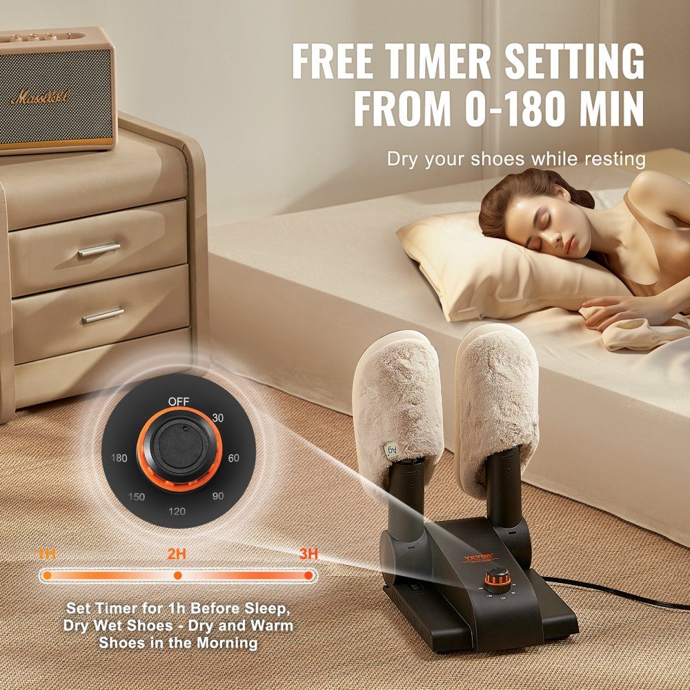 180° folding 2-tube shoe dryer, boot dryer, black & orange