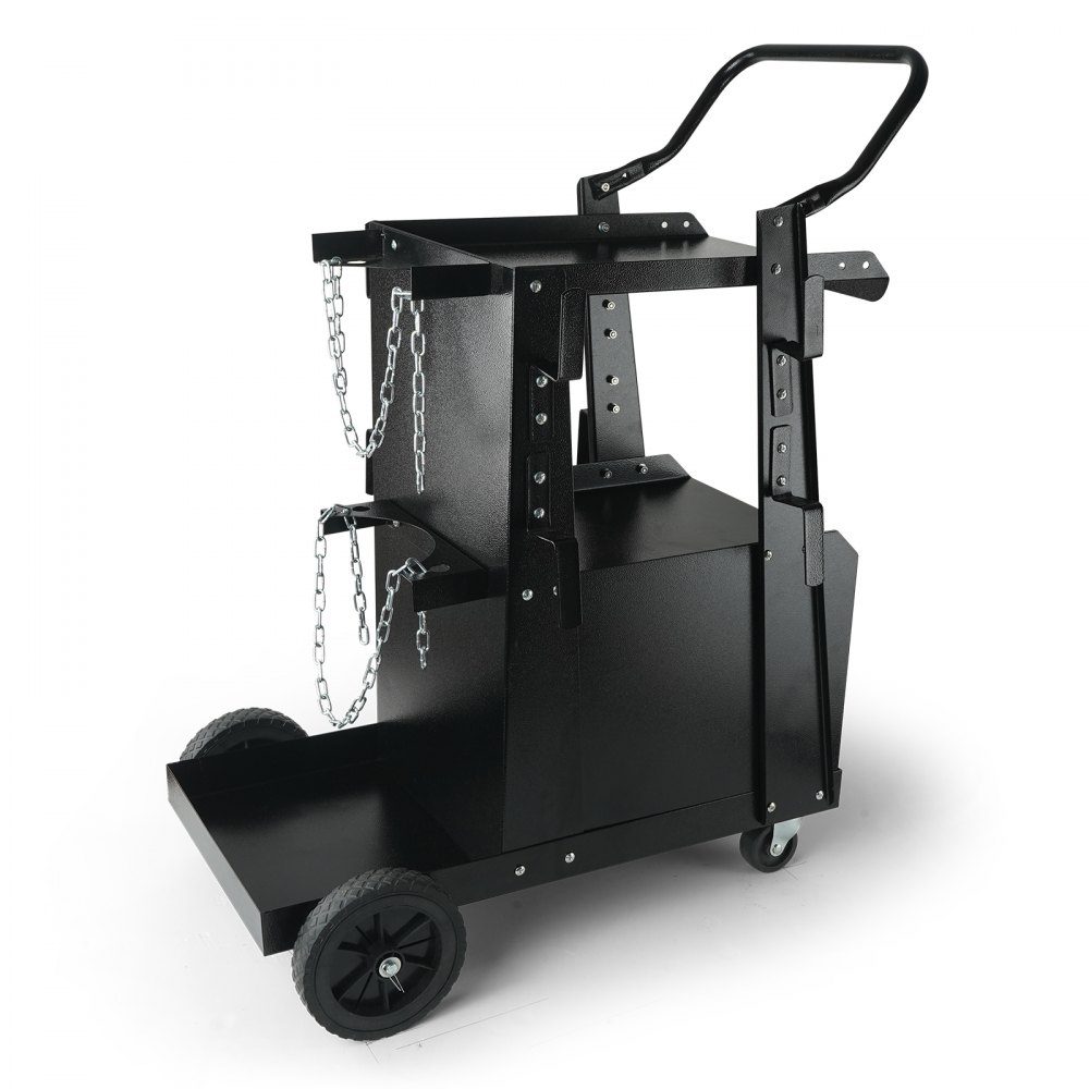 Chariot de soudage 2 niveaux avec armoire verrouillable Mobile de soudage max. Chariot pour matériel de soudage 120 kg avec 2 porte-bouteilles de gaz Idéal pour le soudage manuel Soudage au gaz inerte Soudage à l'arc sous argon