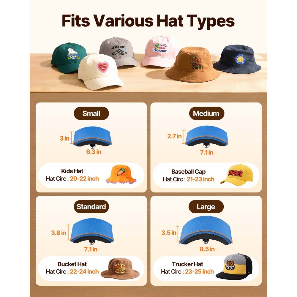 Hat Heat Press, 4 in 1 Cap Heat Press, 6 x 3 Inch Folding Cup Sublimation Transfer, LCD Digital Timer Temperature Control with 4 Curved Heating Elements (6 x 3/6.7 x 2.7/6.7 x 2.7 x 2.7 cm)