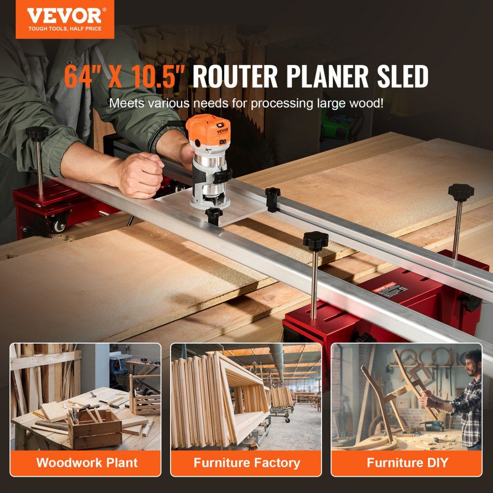 Router Cart 1625mm Portable Adjustable Panel Smoother DIY Woodworking Router Cart Panel Guide Trimming Planer for Wood Smoothing
