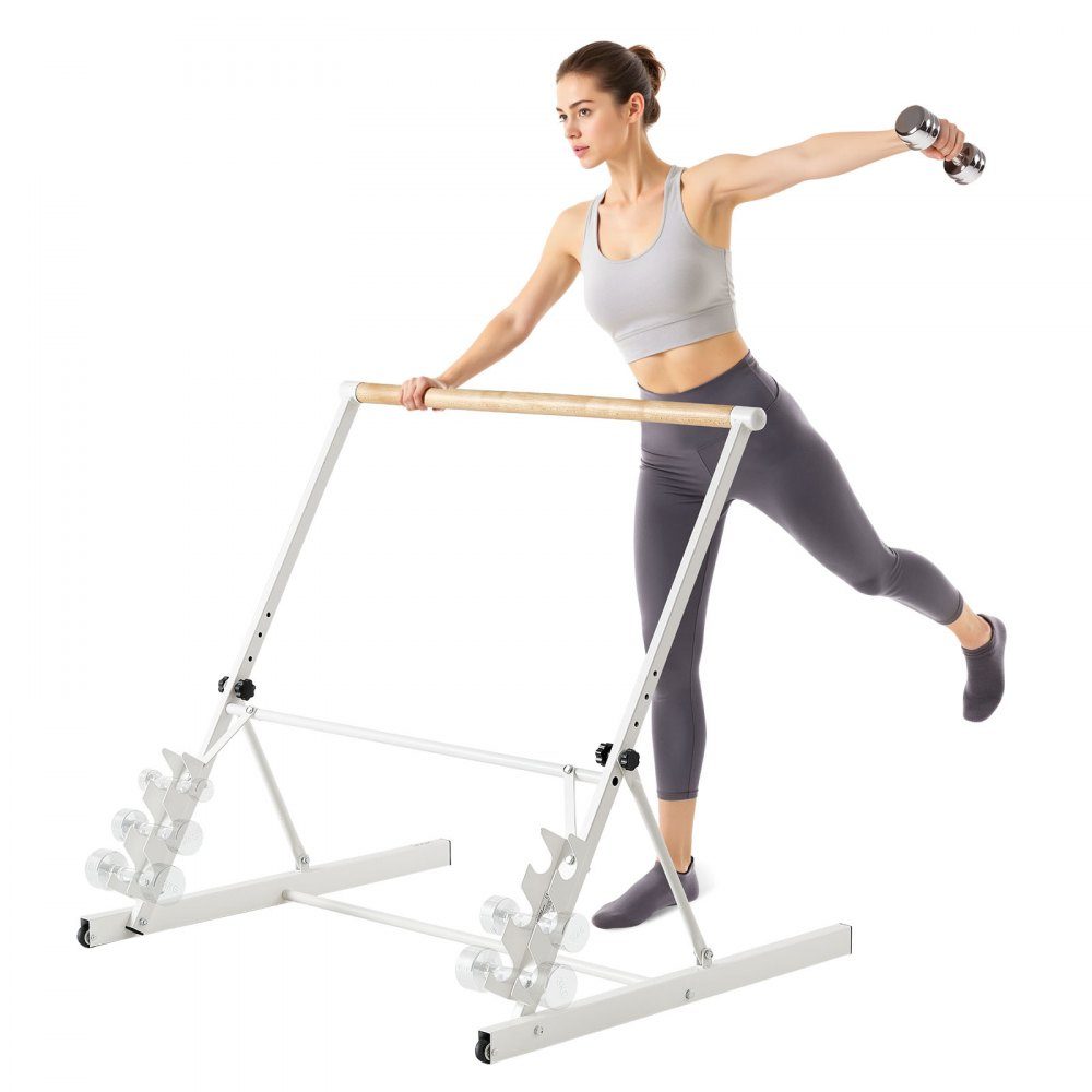 Barre de danse Ballet Bar, barre d'étirement en bois réglable en hauteur (4 niveaux / 812,8-965,2 mm) pour exercices de ballet, entraînement d'équilibre, exercices de relaxation, exercices de yoga