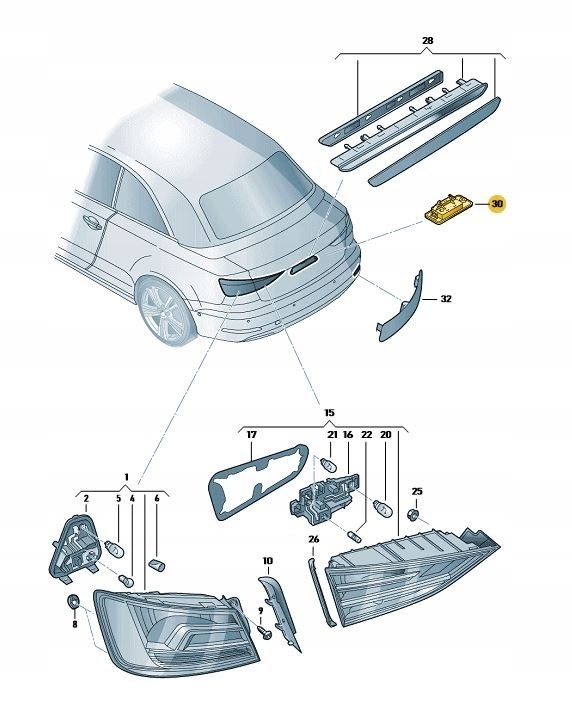 Éclairage de plaque d'immatriculation à LED Audi OE 4H0943021 4H0943022