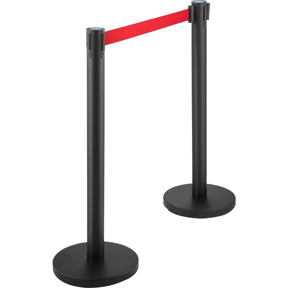 Personengeleidingssysteem 6 stands, totale hoogte 90 cm slagboom met vierwegadapter, demarcatiestandaard, slagboomstandaard met 2 m lengteband voor luchthaven, standaard van ijzerstaal, zwart