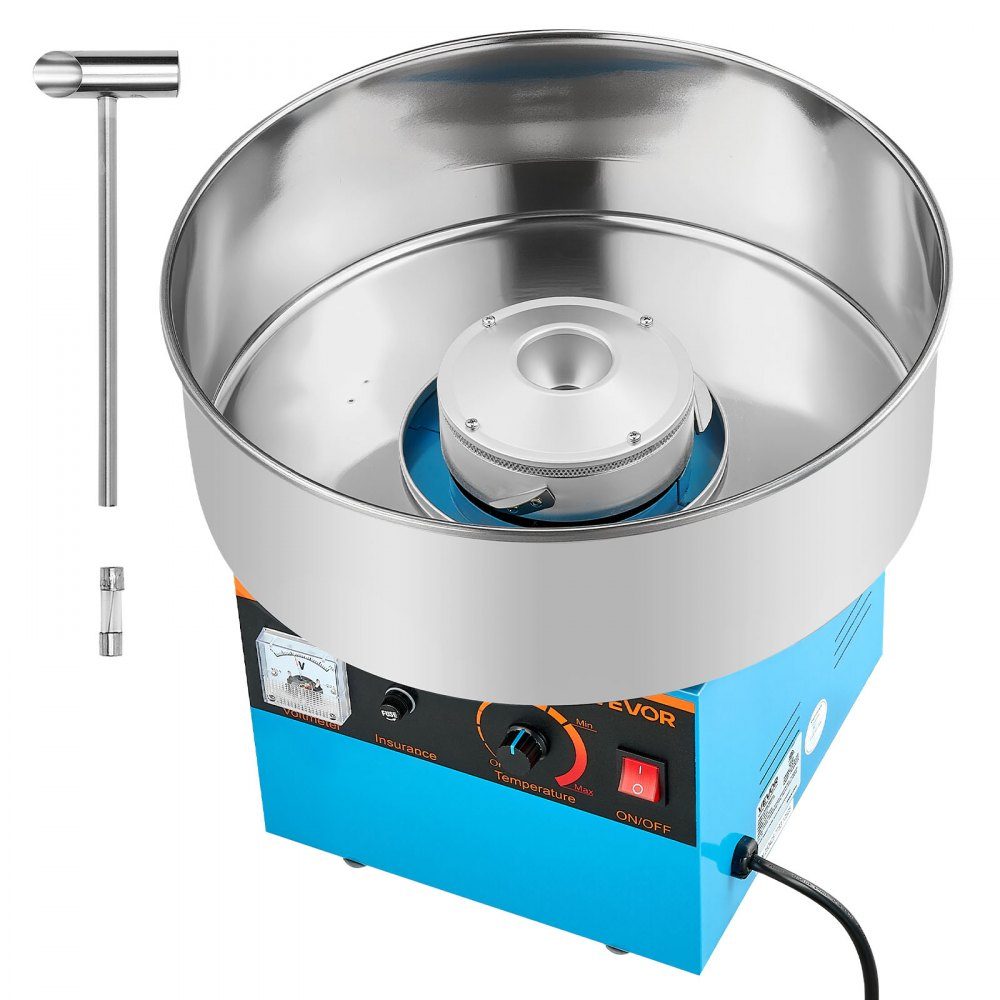 Cotton Candy Machine, 1000W Electric Cotton Candy Machine with 38cm Stainless Steel Bowl and Candy Spoon, Makes Cotton Candy for Home Birthdays, Family Reunions, Blue, 3500RPM