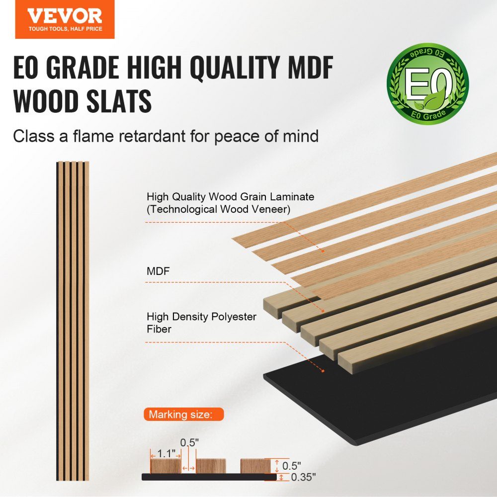 Acoustic Panels Acoustic Panels 2400x200mm MDF Accent Wooden Wall Panels for Modern Interior Wall Decoration Faux Wood Wall Panels for Noise Reduction Light Oak Set of 4