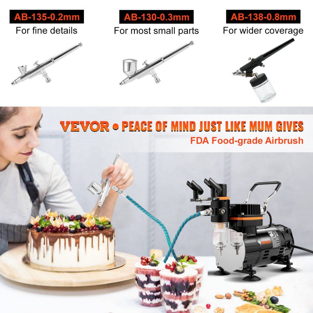 Professionelles Dual-Action-Airbrush-Spritzpistolen-Set, 18–23 l/min, 120 W, 230 V, Mini-Airbrush-Luftkompressor, Schwerkraft, Lackierpistole für Werbeillustrationen, Körperbemalung, Modellbau, Nageldesign