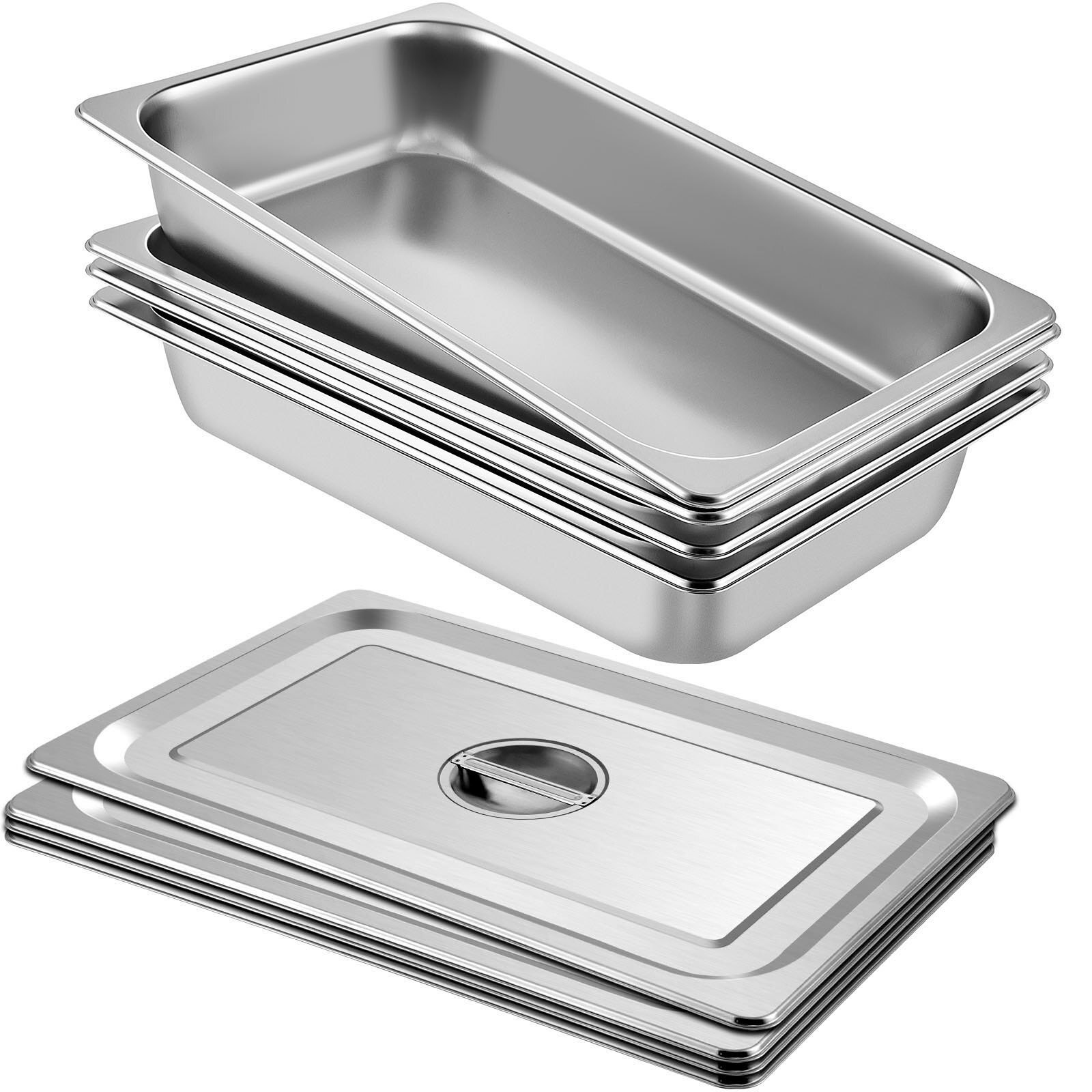 Récipients en acier inoxydable, paquet de 4, récipients alimentaires, récipients alimentaires avec couvercles, plaques antiadhésives, 53,7 x 33 x 9,5 cm, récipient chauffant professionnel pour aliments, gâteaux, restauration snack restaurant gastro hôtel Récipients en acier inoxydable, paquet de 4, récipients alimentaires, récipients alimentaires avec couvercles, plaques antiadhésives, 53,7 x 33 x 9,5 cm, récipient chauffant professionnel pour aliments, gâteaux, restauration snack restaurant gastro hôtel