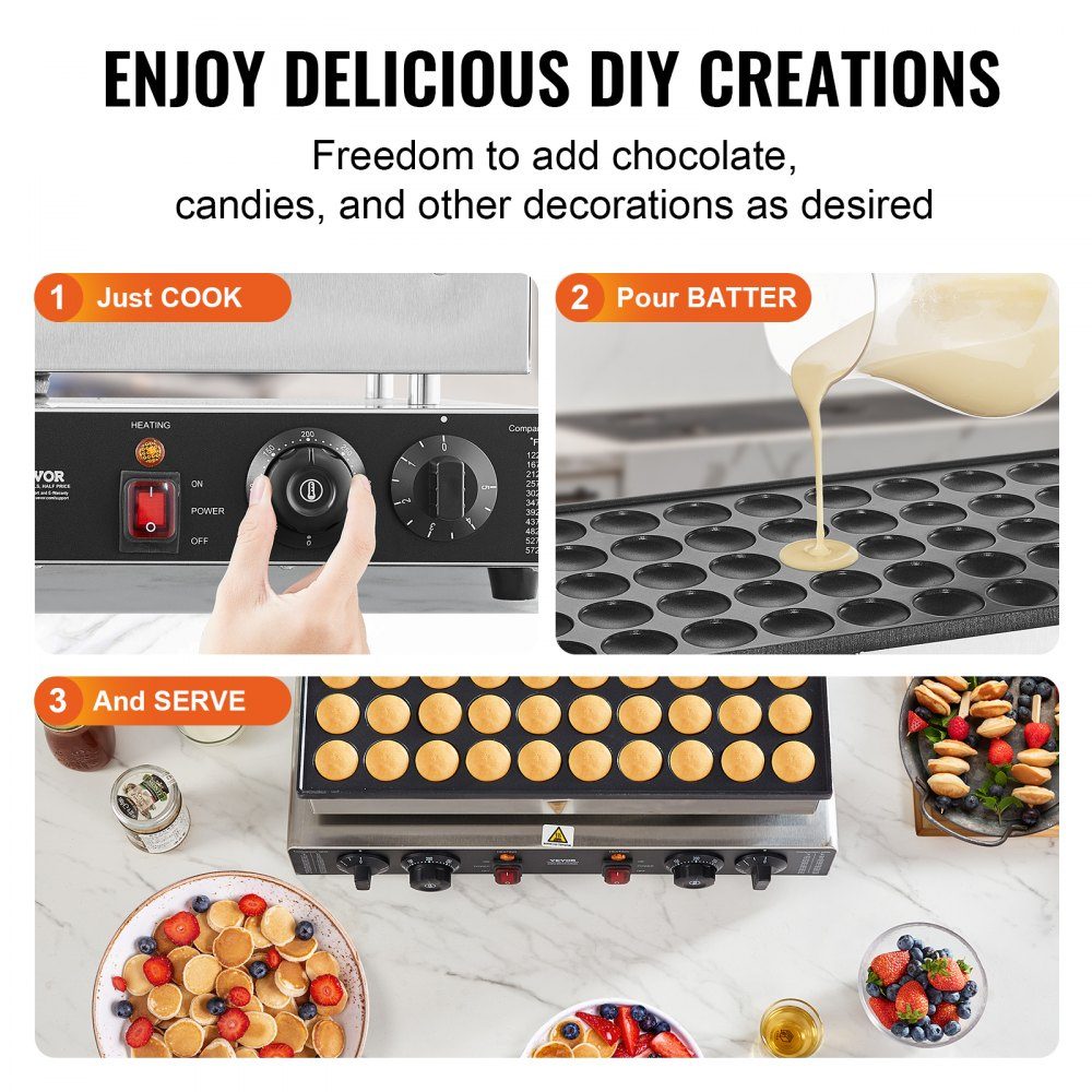 Mini Pancake Machine, Commercial Dutch Mini Pancake Machine, 50pcs 43mm Diameter Dorayaki Baking Machine, 1700W, Dual Temperature and Time Control, in Kitchens and Restaurants