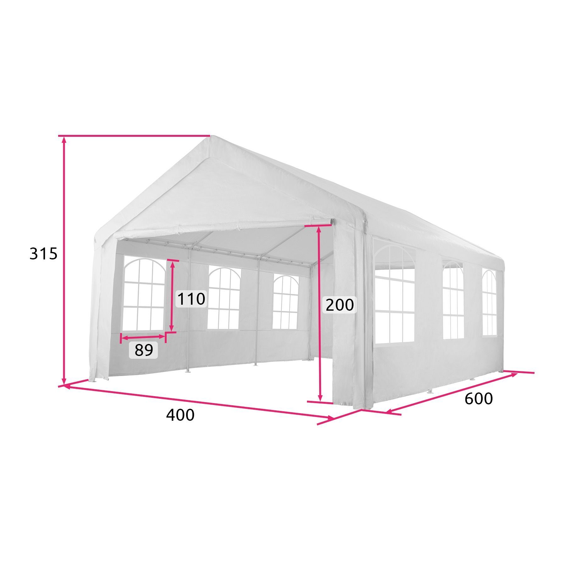 Pavillon 6x4m wasserdichtes Partyzelt Gartenparty Camping Festivalzelt + Seitenteile
