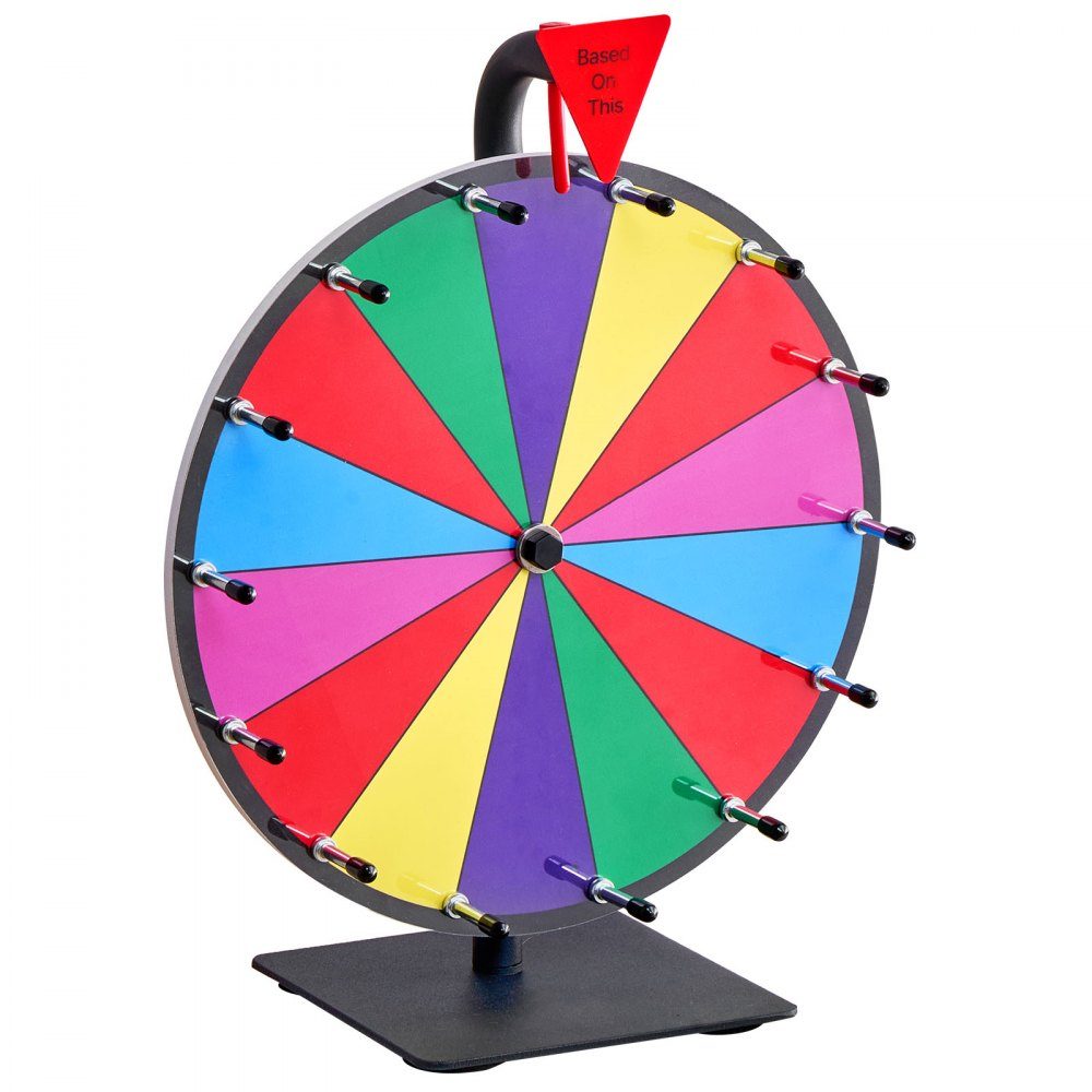 Roue de la Fortune, Roue (305 mm), 14 Compartiments, Roue de la Fortune avec Support, Jeux de Loterie, Gagner, Roulette, avec Tableau Éponge et 2 Marqueurs, 6 Couleurs, Roue des Prix Rotative, Idéale pour Fête, Pub, Foire Commerciale