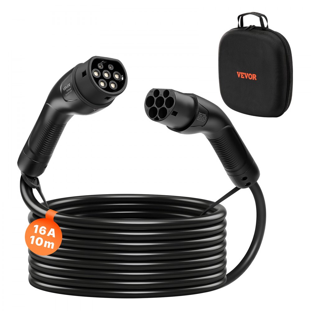 EV Charging Cable 16A 10m Max 11kW Extension Cable Compatible with Type 2 Electric Vehicle Chargers 3 Phase AC 480V 50Hz IP65 Car Charger Cable with Carry Bag EV Charging Cable 16A 10m Max 11kW Extension Cable Compatible with Type 2 Electric Vehicle Chargers 3 Phase AC 480V 50Hz IP65 Car Charger Cable with Carry Bag
