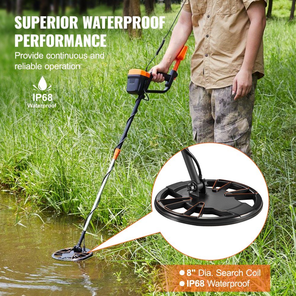 Metal Detector Set for Adults, Multifunctional Professional Detector with 2 Modes, Metal Detector, Waterproof 8" Coil for Greater Depth, with Shovel and Carry Bag