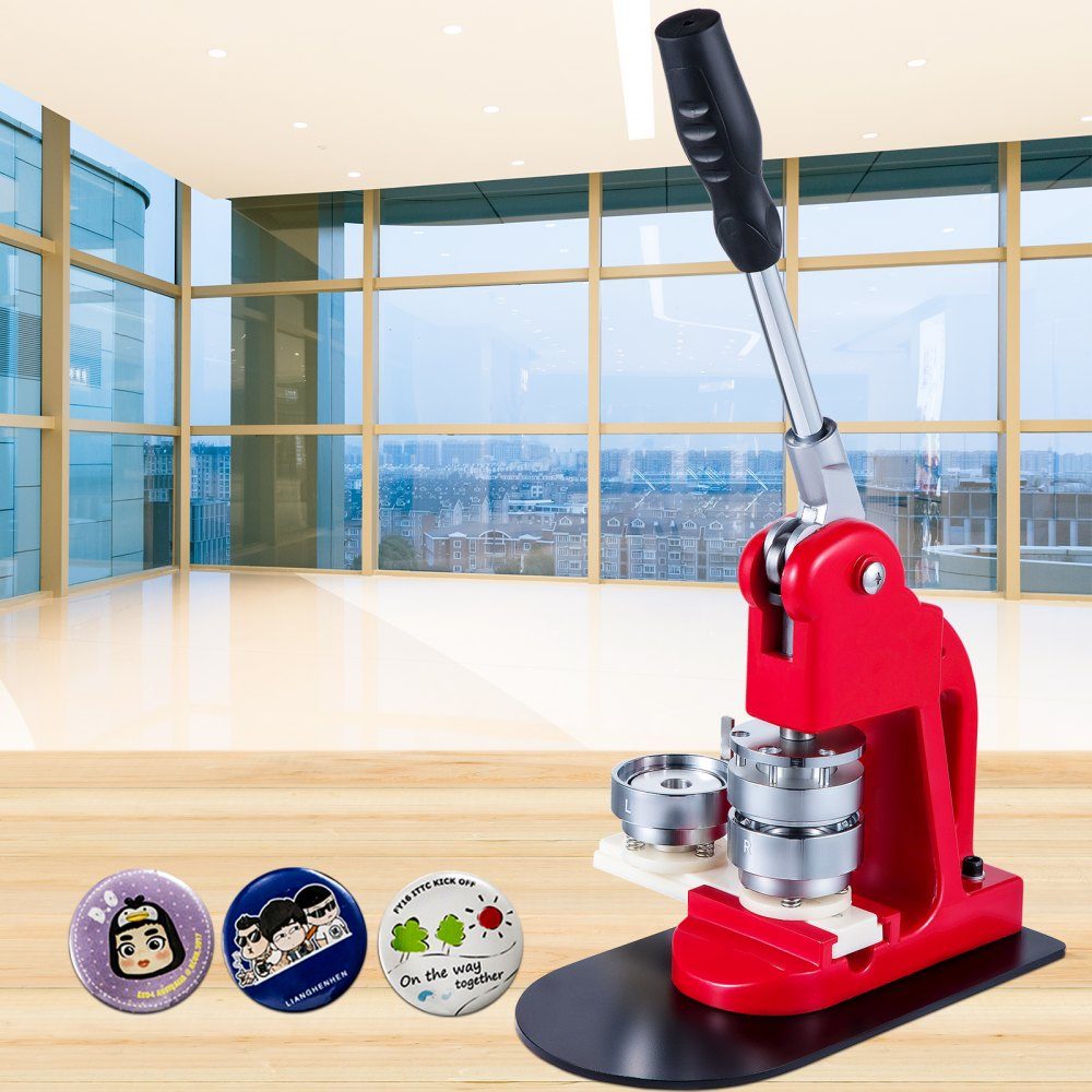 Button press machine 44 mm, button maker 1000 pieces, button maker with basic size 16 x 29 cm, punch press machine with user-friendly handle, for making buttons, badges
