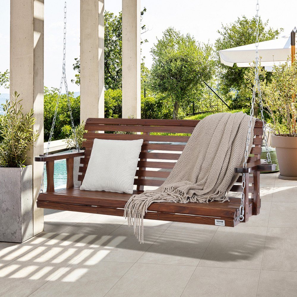 Hollywood-schommel van cederhout, 1702x710x600mm, terrasschommel voor erf en tuin, verbeterd draagvermogen van ca. 400 kg, robuuste schommelstoelbank met ophangkettingen voor buitengebruik, bruin