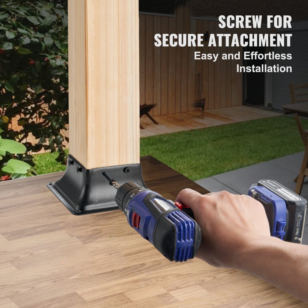Set of 20 screw-on sleeves 153 x 153 x 62 mm Post base Carbon steel post shoe Post base Ground sleeve Support base Ideal for porch railings, pergolas and columns