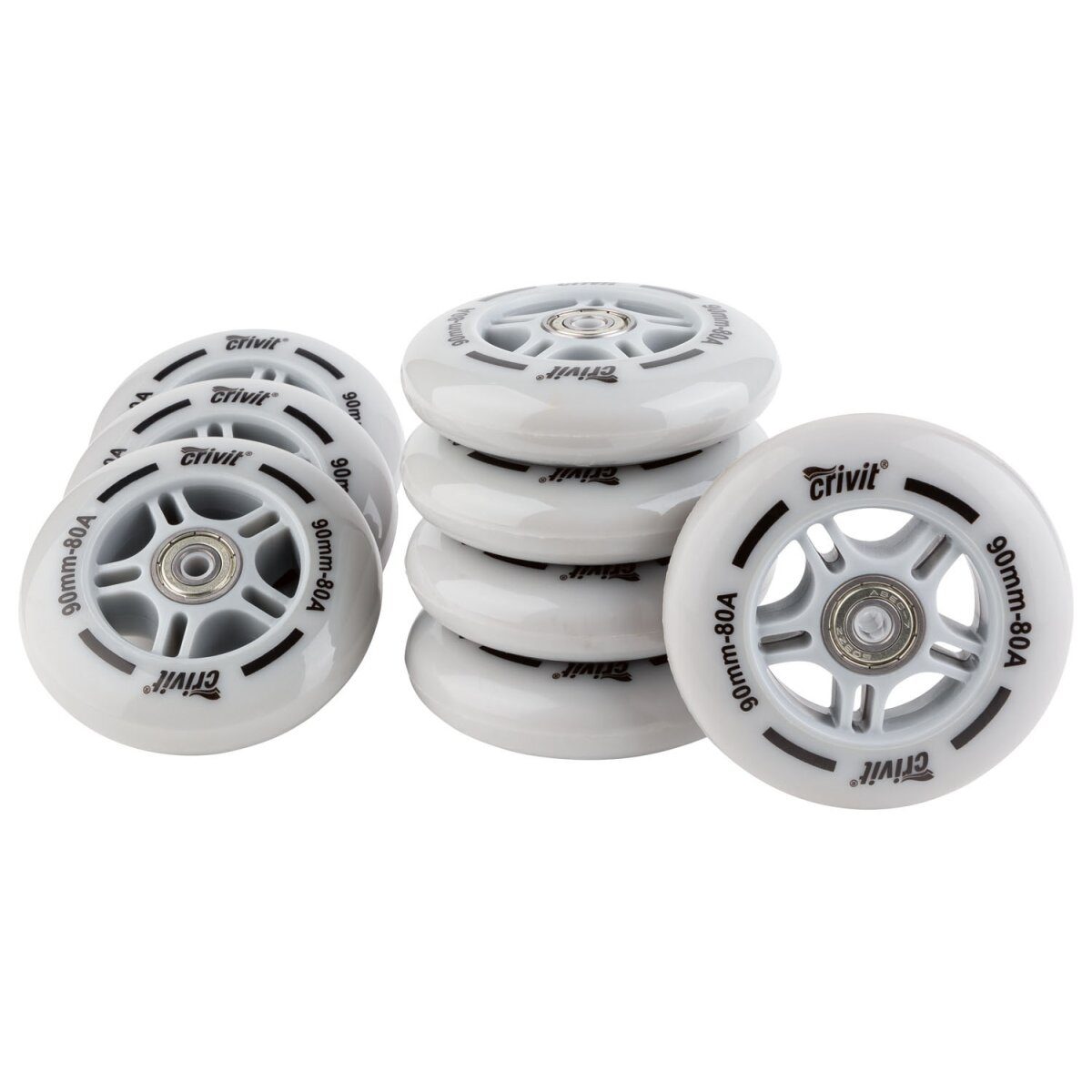 CRIVIT Inliner Rollen mit Kugellager, 8er Set / LED Rollen 4er Set (90mm)