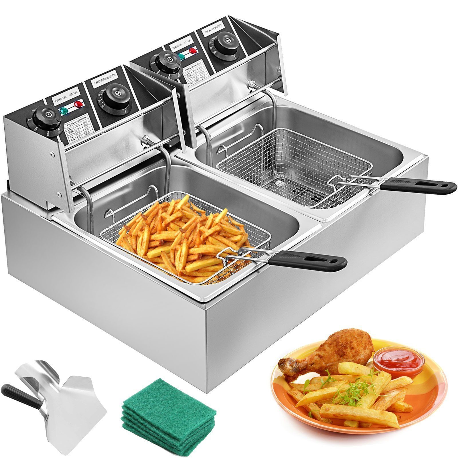 Fritteuse Imbiss Twin Elektrische Fritteuse 2x10l 5000W 220V Restaurant Food Truck Bistro