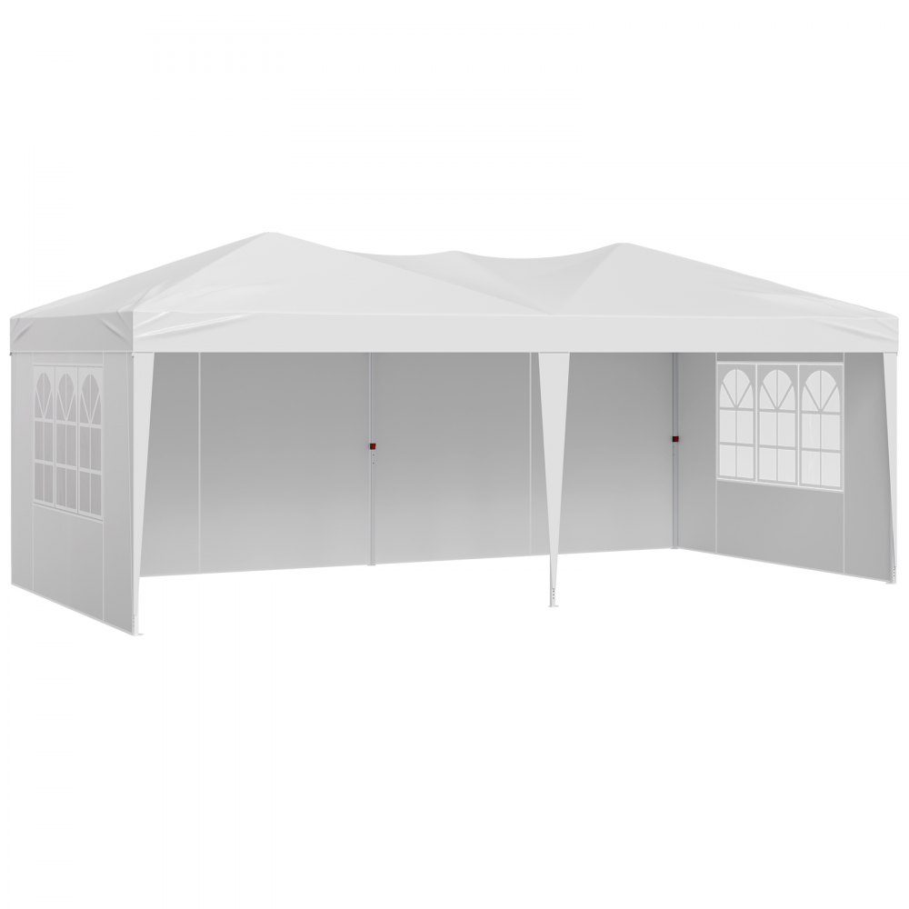 Gazebo Faltpavillon, 5,9 x 2,96 x 2,65 m, Festzelt, Gartenzelt mit Seitenwänden & belüfteten Fenstern, 3 Höheneinstellungen, Sonnenschutz für Veranstaltungen im Freien, weiß