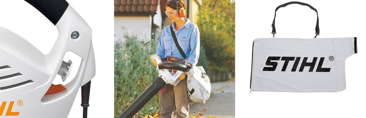 Stihl SHE 81 Broyeur-aspirateur électrique léger et silencieux (1,4 kW, 230 V) en kit avec gants de travail Stihl