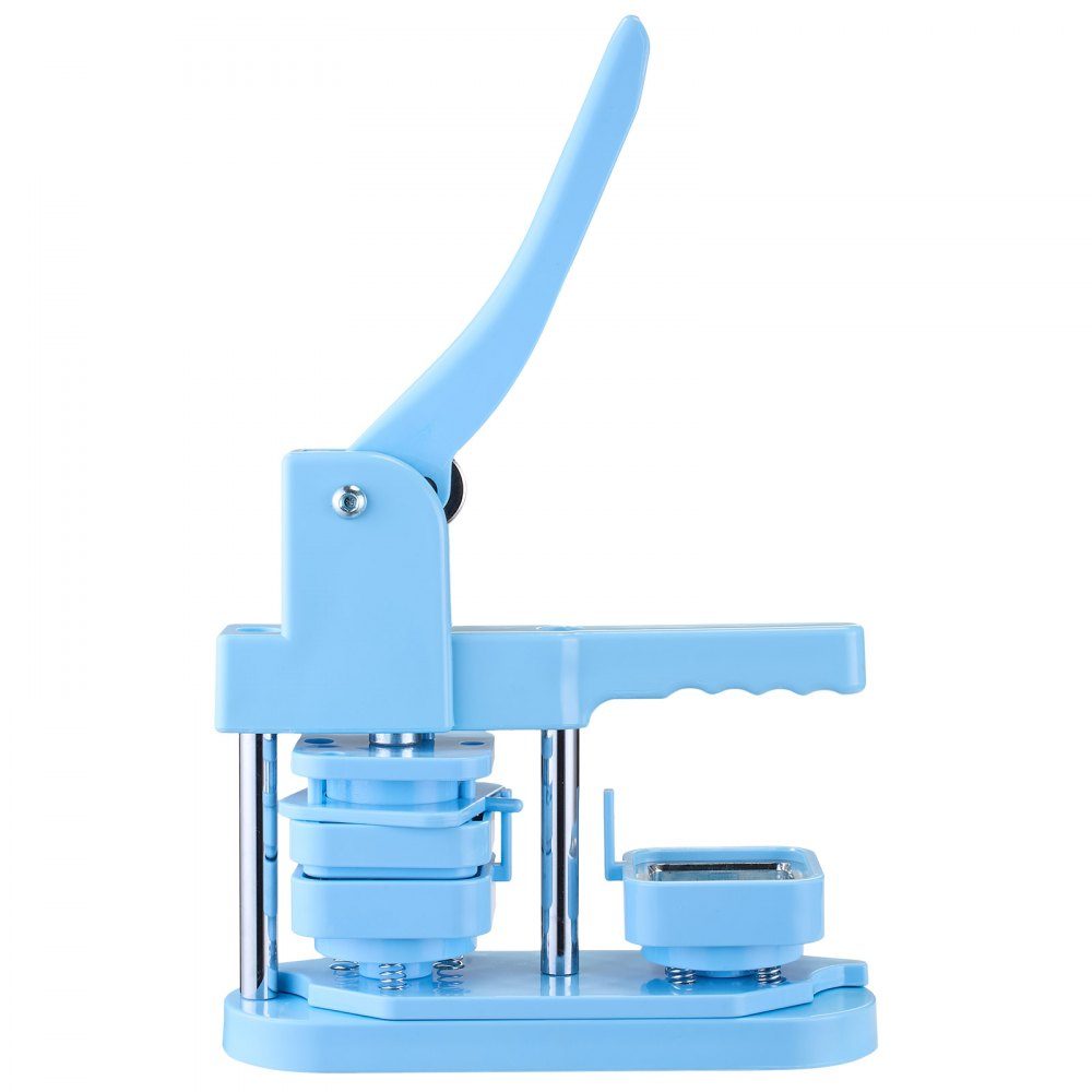 Buttonmaschine Buttonherstellungsmaschine Abzeichenstanzpresse 50 x 50 mm quadratisch, Pin Maker mit Weißblech-Vorderschalen & magnetischen Rückseiten & ergonomischem Griff, DIY Button-Pressmaschine blau