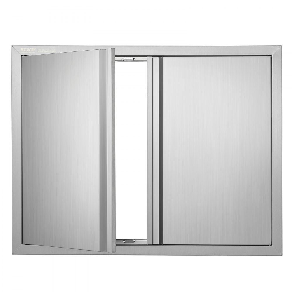 Grill Access Door 787x609mm Double Outdoor Kitchen Door Flush Mount Stainless Steel Door Vertical Wall Door with Retractable Handles for Grill Island Grill Station Outdoor Cabinet