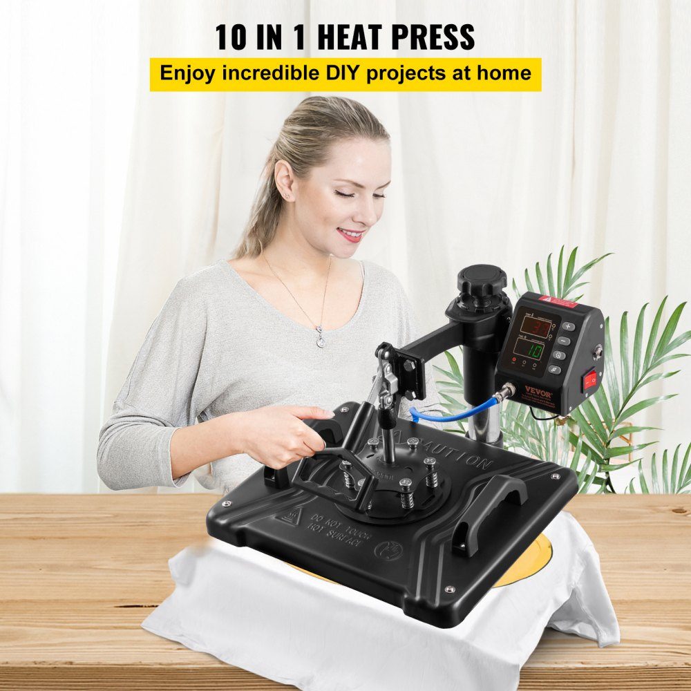 10 in 1 Heat Press 38x30cm Heat Press Black Hot Press Textile Press Multifunction Sublimation T-Shirt Press Mug Press