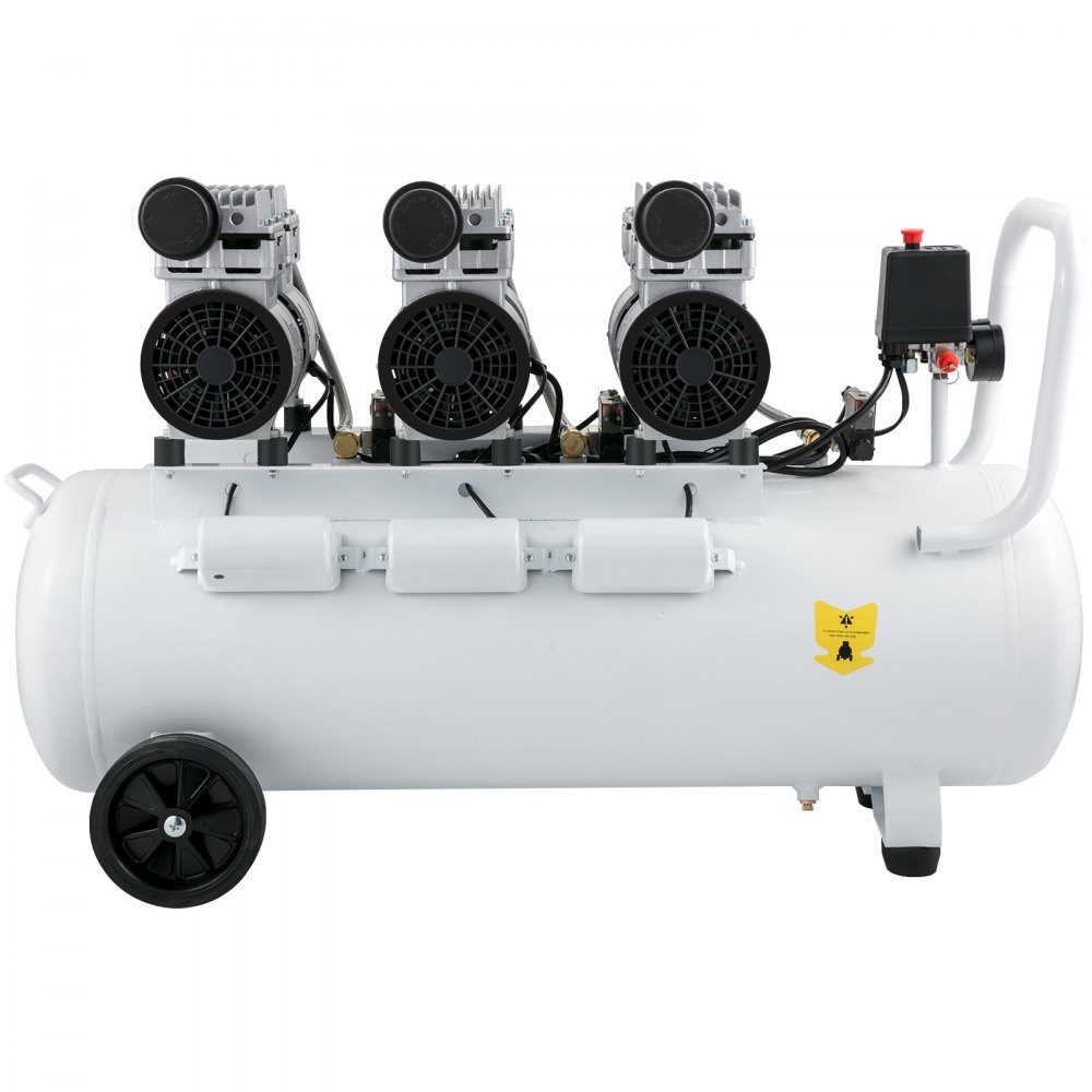 Whisper Compressor Oil Free Air Compressor 80L Compressed Air Quiet with 2 Pressure Gauges for Home Repairs, Underfloor Heating Cleaning, Sheet Metal Painting, Steel Air Gun, Dentistry etc