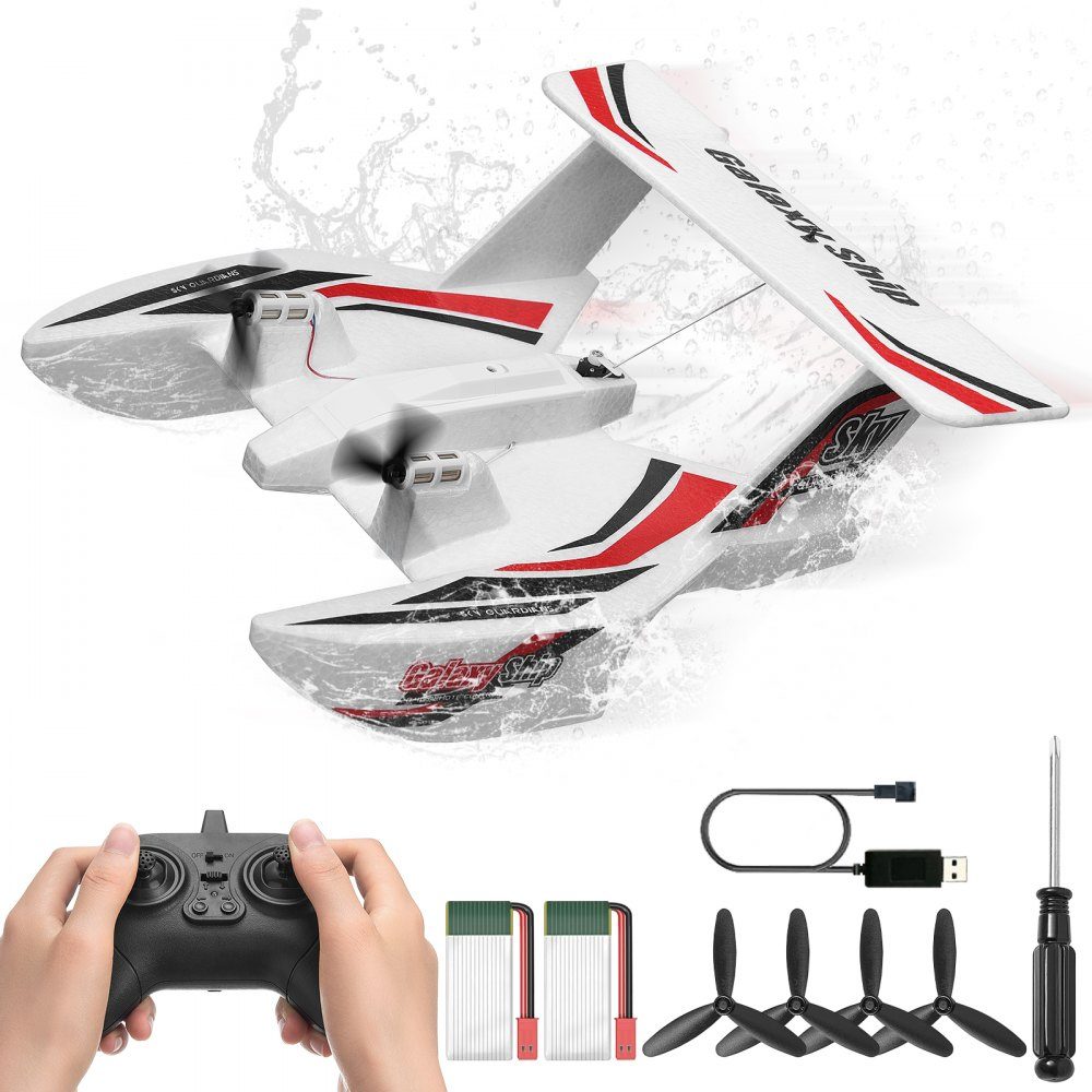 RC-Flugzeug, 2,4 GHz, 3-Kanal-Fernsteuerungsflugzeug mit 6-Achsen-Gyro-Stabilisator, flugbereites Amphibienflugzeugspielzeug mit 2 Batterien, einfach zu fliegendes RC-Segelflugzeug für Erwachsene, Kinder, Anfänger und Jungen