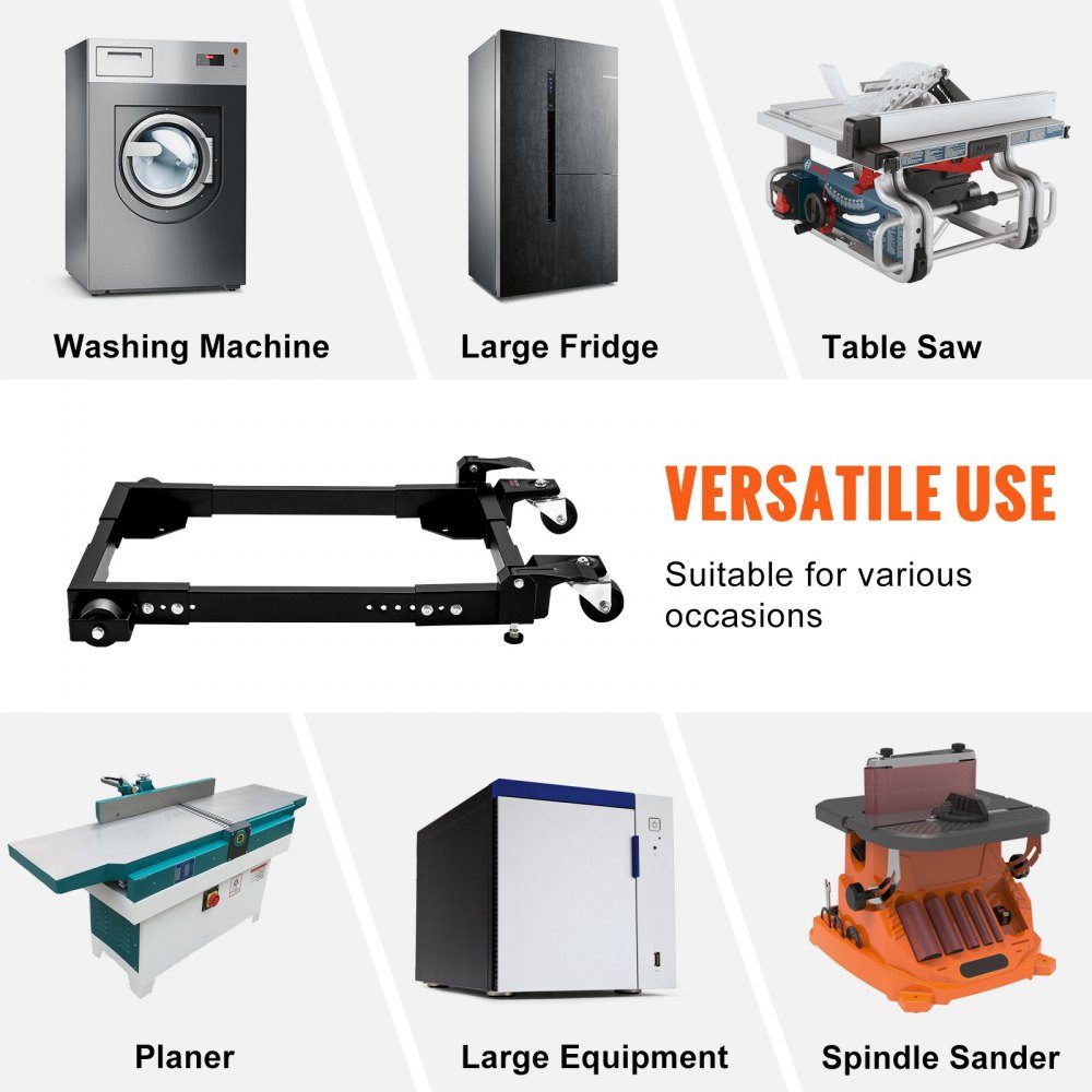 Base mobile, capacité de 1 500 lb, réglable de 18" x 24" à 26,5" x 31,5", base mobile universelle robuste avec roues pivotantes, pour équipement de travail du bois, scies à ruban, outils électriques, machines – Réf. HT-22998